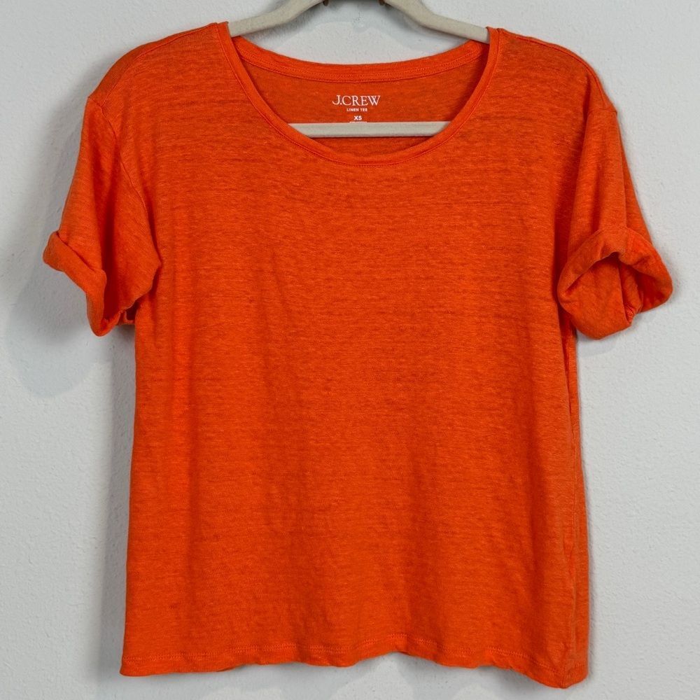 J. Crew Orange Linen Tee Short Sleeve XS